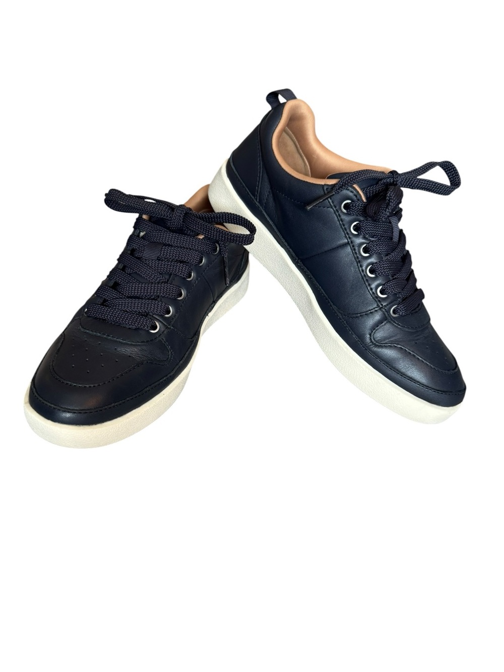 Women’s Vionic Elise Navy Leather Low-Top Sneakers with Cream Sole 6.5 - Picture 2 of 7